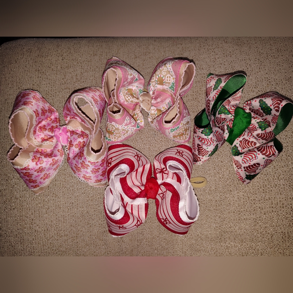 Christmas 4 Nylon Band Bows 5/5.5inch Stiffened Boutique Hair bows New 🎀